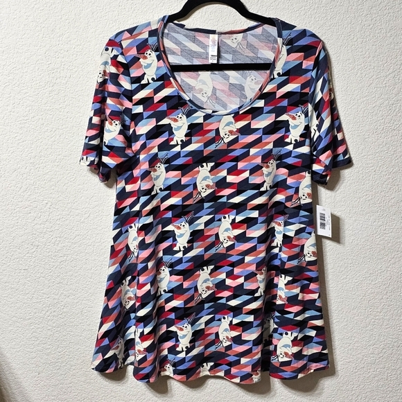 Lularoe Shirt Womens Size S Scoop Neck Short Sleeve Snowman Pullover Tunic - Picture 2 of 10